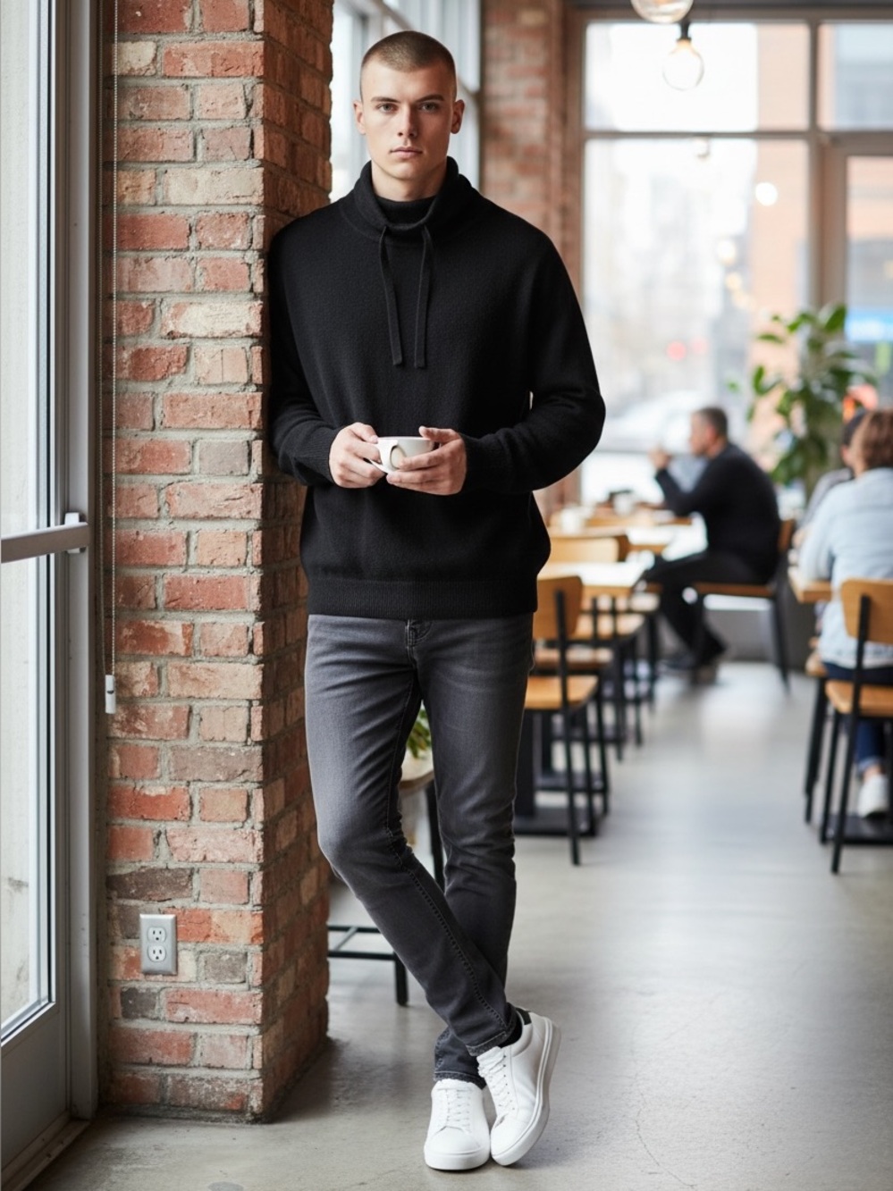 Banana Republic Black Turtleneck Sweater with Drawcord